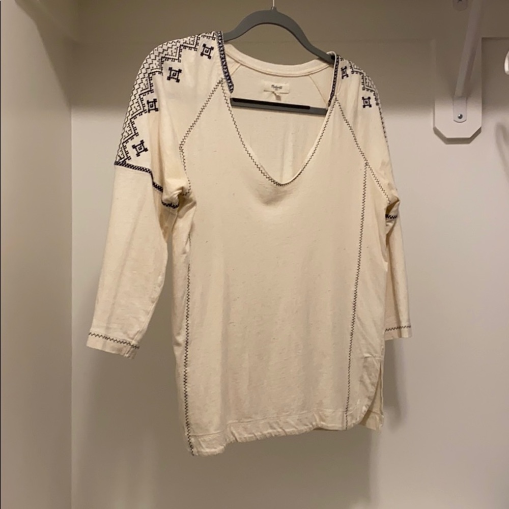 Madewell 3/4 Sleeve Embroidered shirt